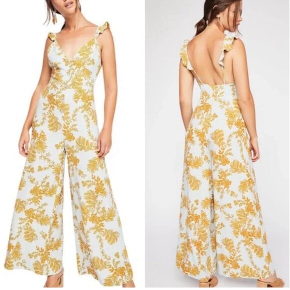 Free People Be The One Floral Jumpsuit NWOT Size 12 - Picture 1 of 8